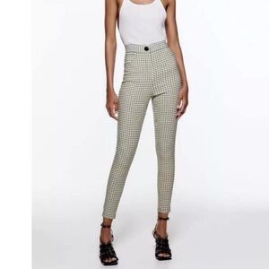Zara Green and Cream Skinny Pants